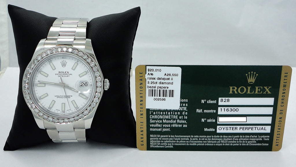 Rolex Datejust II 116300 41mm Oyster White Dial 2.35ct Diamond Bezel