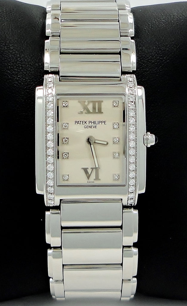 Patek Philippe Twenty 4 4910/10A-011 Factory Diamonds Steel Watch SERVICED *MINT