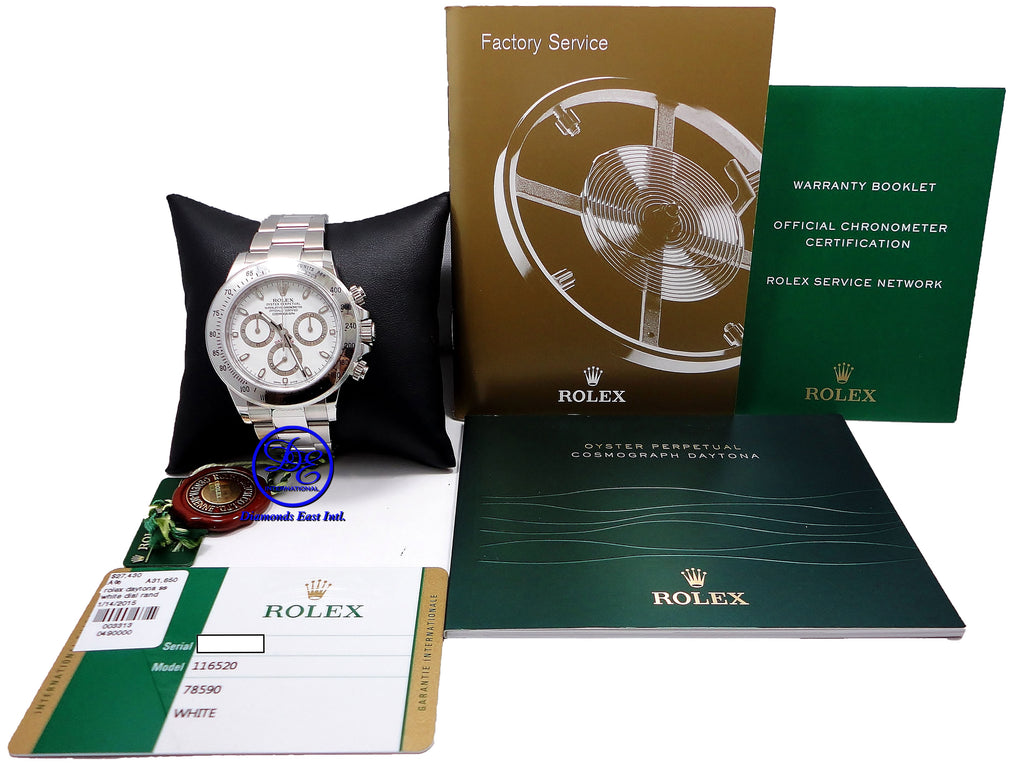 Rolex Daytona 116520 Cosmograph Steel Oyster White Dial BOX/PAPERS - Diamonds East Intl.