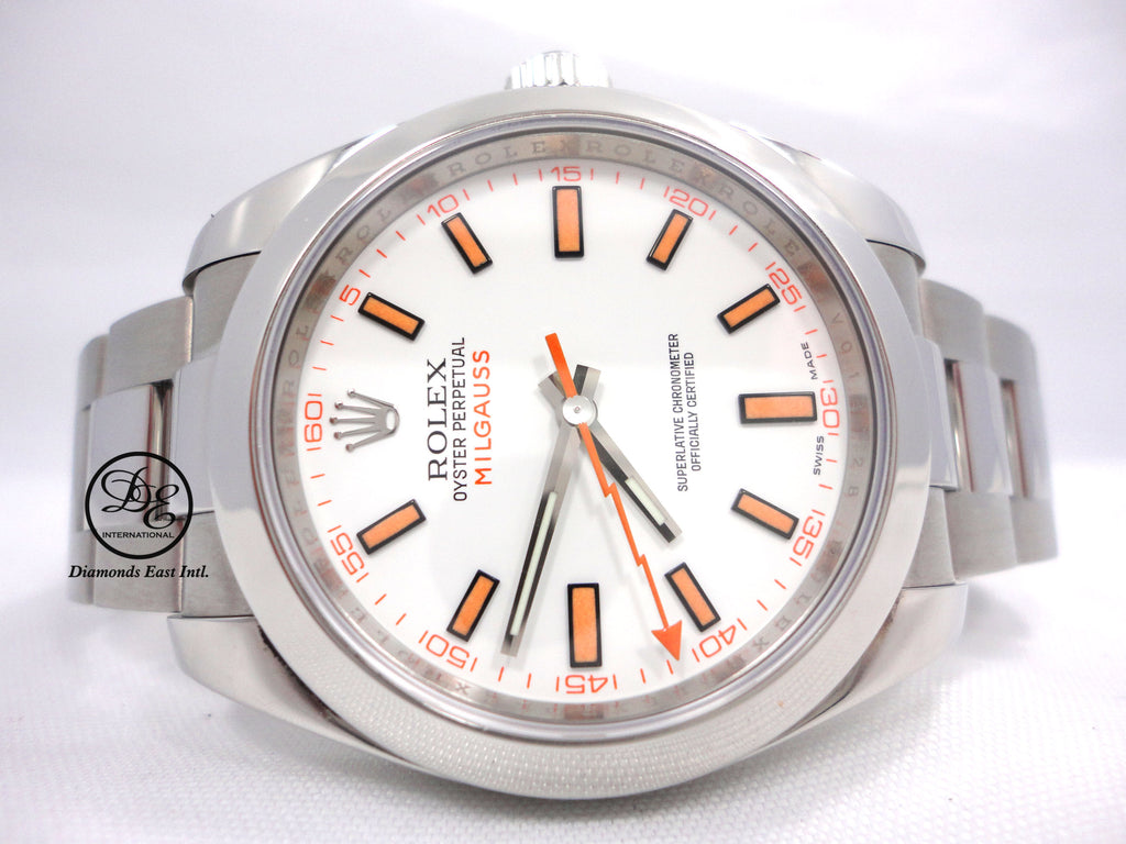 Rolex Milgauss Oyster Perpetual 116400 White Dial PAPERS - Diamonds East Intl.