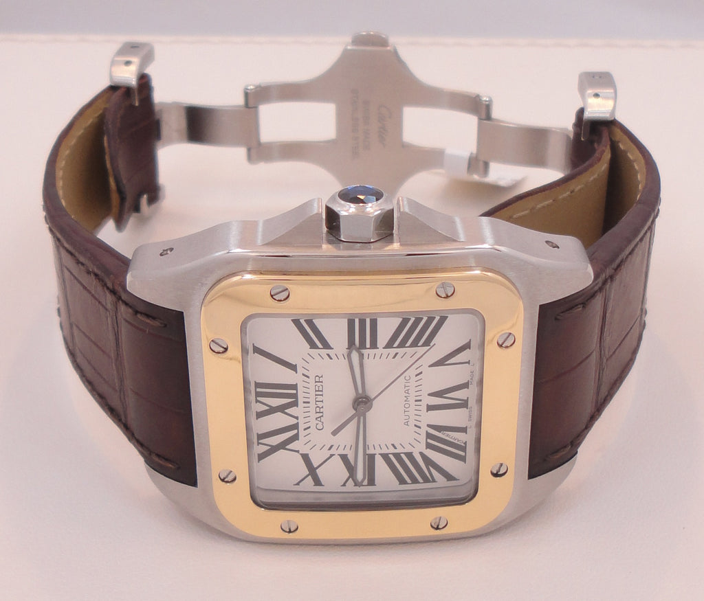 Cartier Santos 100 2656 W20072X7 Automatic 18K Yellow Gold Stainless Steel Watch - Diamonds East Intl.