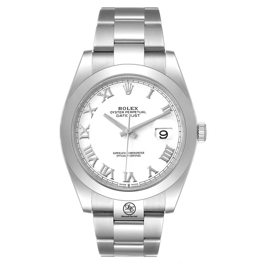 Rolex Datejust 126300 41mm White Roman Dial Smooth Bezel PAPERS - Diamonds East Intl.