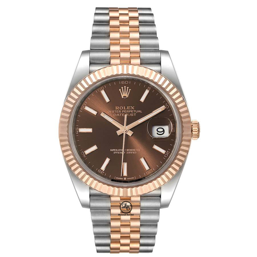 Rolex Datejust 41 18k Rose Gold / SS Oyster Perpetual Chocolate Dial Jubilee | Diamonds Intl.