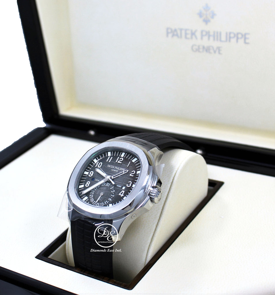 PATEK PHILIPPE AQUANAUT 5164A-001 Travel Time Dual Time Zone Date Watch Box Papers