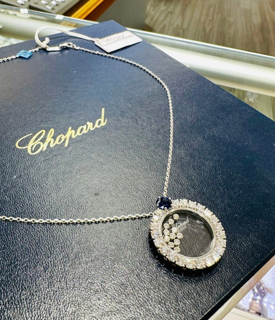 Chopard - Happy Diamonds - Pendant with chain - 18 Kt Rose Gold 0,24 ct  Diamonds, Opal - Juwelier Wagner