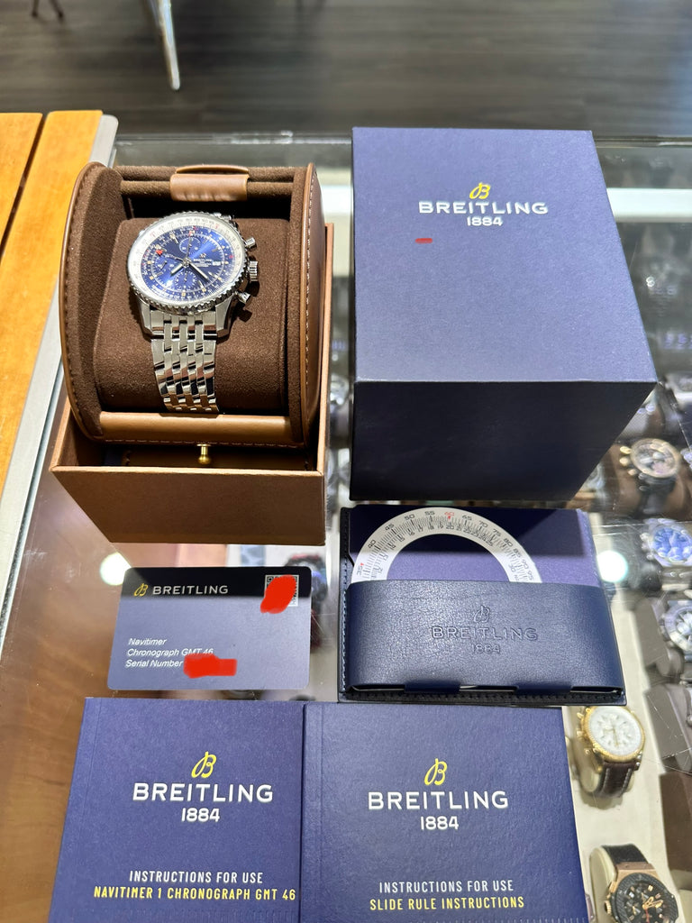 Breitling Navitimer World A24322 Chronograph GMT 46 Blue Dial Box