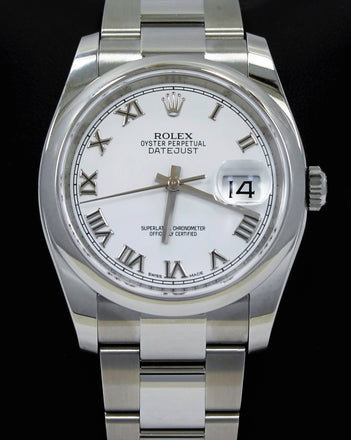 Rolex Datejust 36mm 116200  Oyster Perpetual White Roman Dial - Diamonds East Intl.