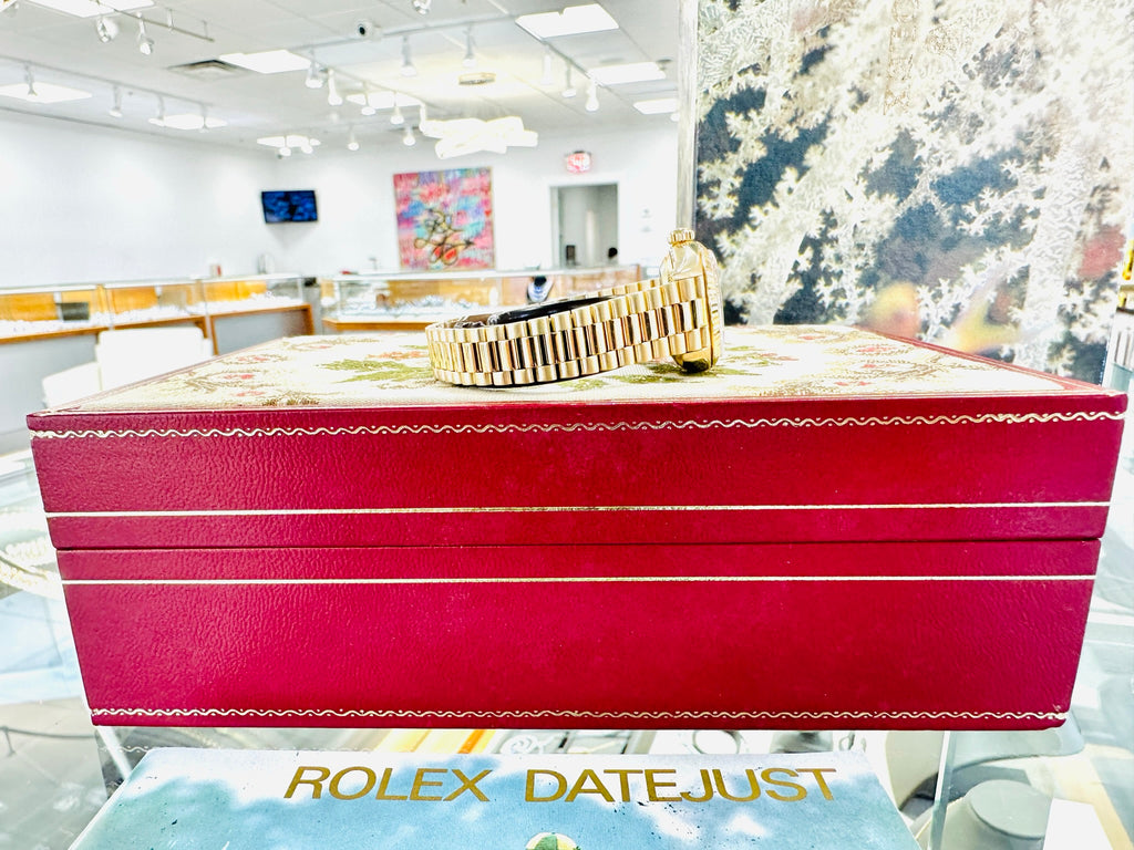 Rolex Lady-Datejust President 69178 RARE Factory Blue lapis 18k Yellow Gold CLEAN - Diamonds East Intl.
