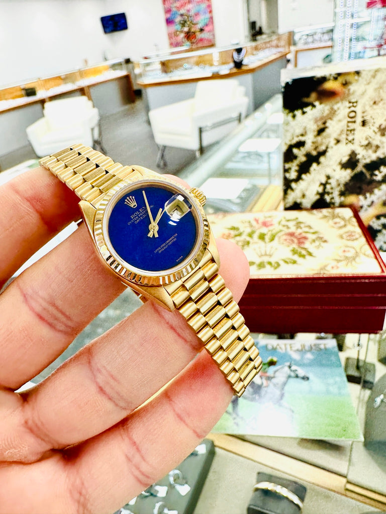 Rolex Lady-Datejust President 69178 RARE Factory Blue lapis 18k