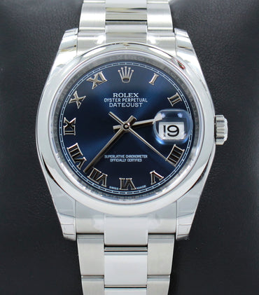 Rolex Datejust 116200 36mm Oyster Perpetual Blue Roman UNWORN - Diamonds East Intl.