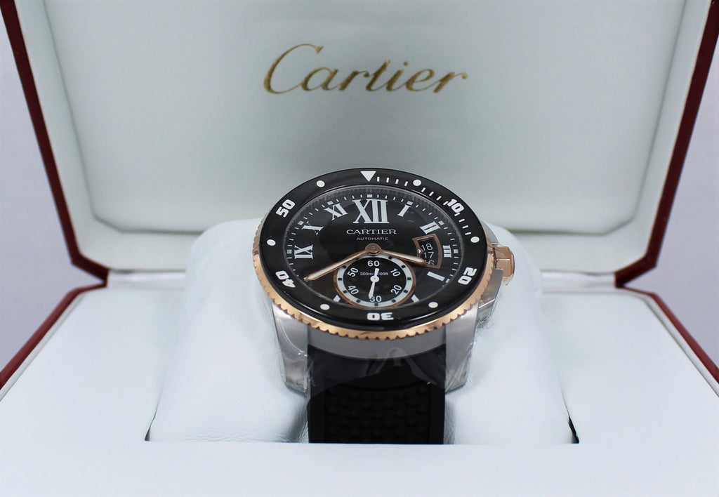 Cartier Calibre De Cartier Diver W7100055 42mm Automatic 18K Rose Gold - Diamonds East Intl.