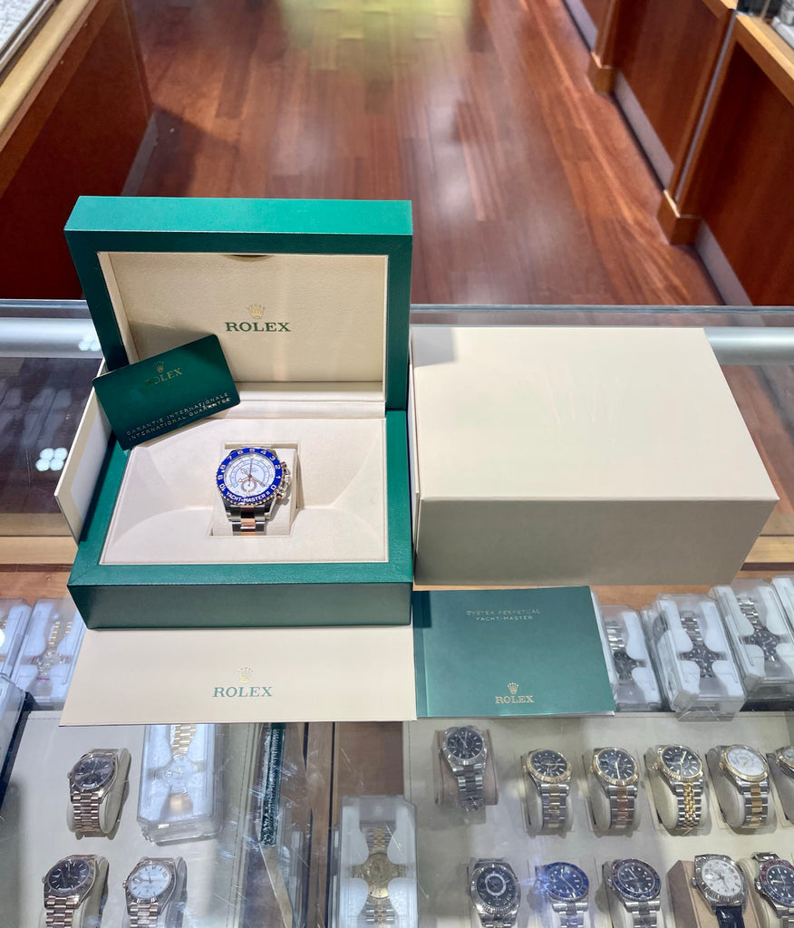 Rolex Yacht Master ii 116681 Mercedes Hands 18K Rose Gold/Stainless Steel Oyster Box and Papers Unworn - Diamonds East Intl.
