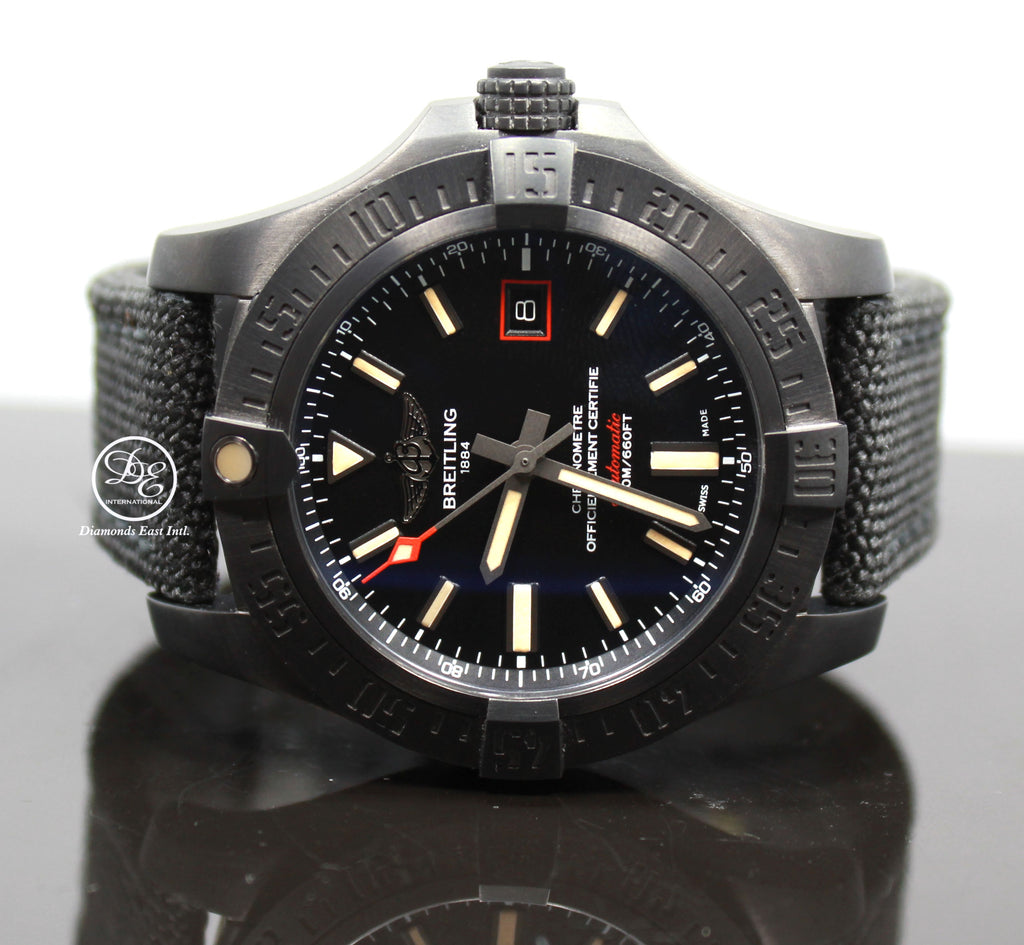 BREITLING Avenger Blackbird V1731110 Titanium Black 44mm Watch BOX/PAPER *MINT* - Diamonds East Intl.