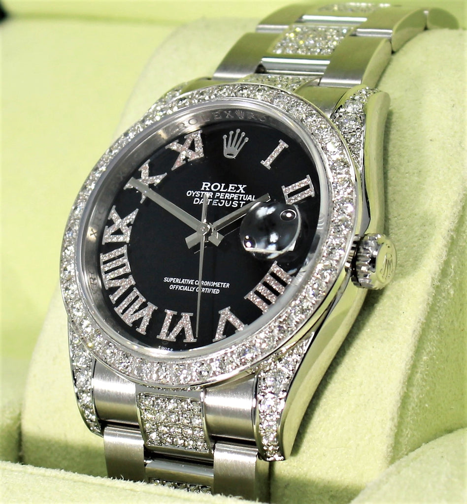 Rolex DateJust 116200 36mm black diamond dial bezel & bracelet oyster perpetual - Diamonds East Intl.