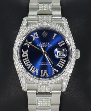 Rolex Datejust 116200 36mm Blue Diamond Dial Bezel & Bracelet Oyster Perpetual - Diamonds East Intl.