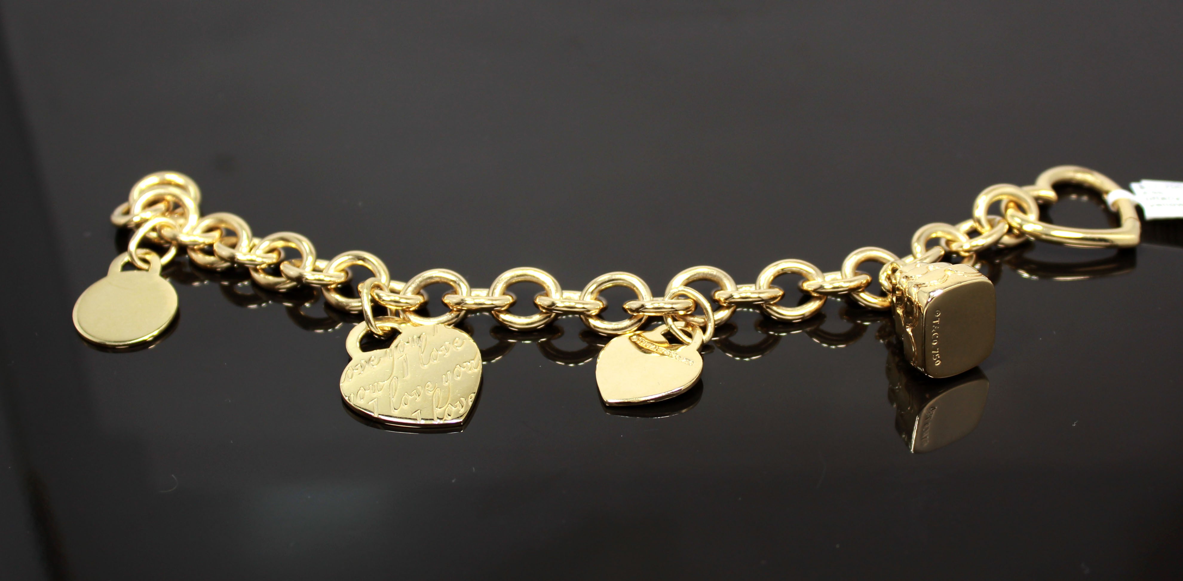 Tiffany & Co. 18K Yellow Gold Heart Tag Charm Bracelet, Tiffany & Co.