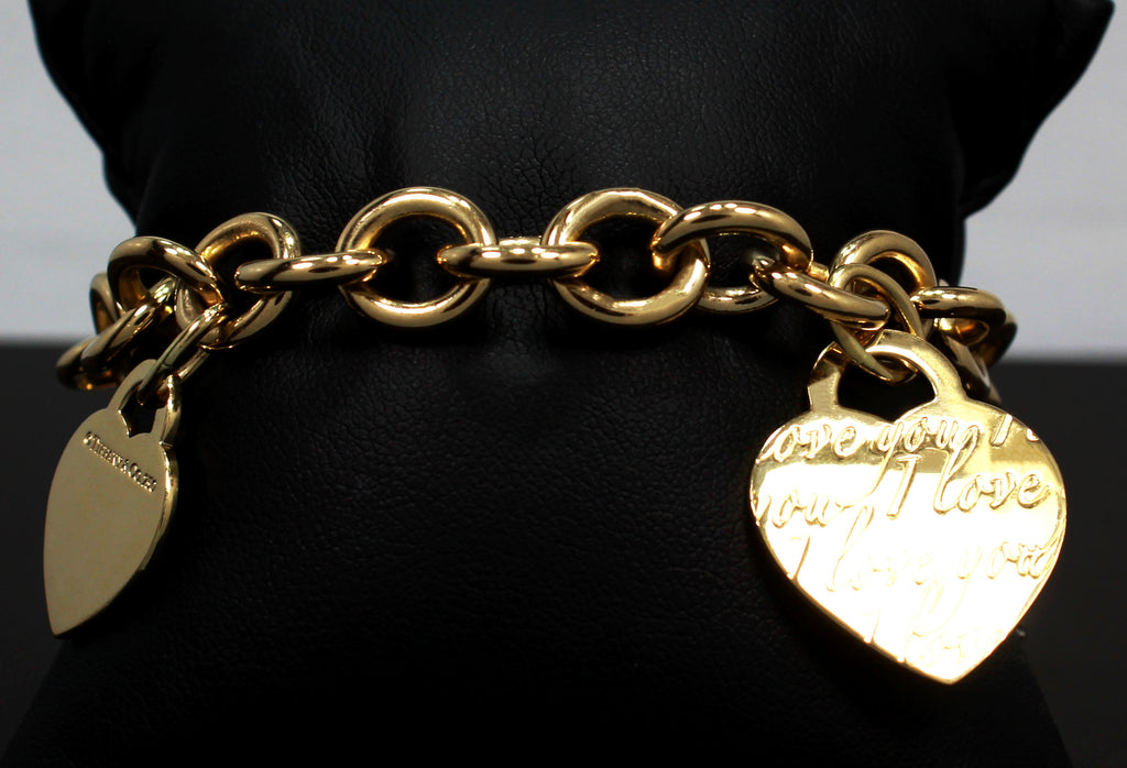 Tiffany & Co Bracelet With Heart Lock and Disc Charm in Yellow Gold