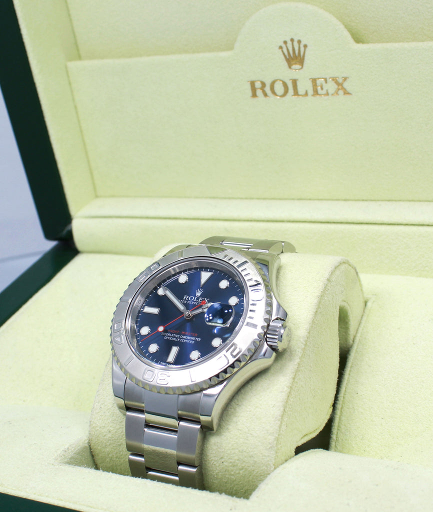 Rolex Yacht-Master Blue Dial 40MM Stainless Steel Platinum Bezel Like New  Box And Papers 116622 2019 » Watches catalog