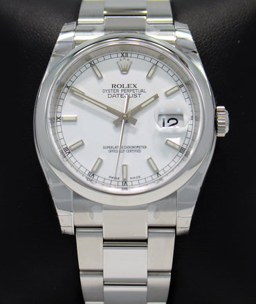 Rolex Datejust 116200 36mm White Stick Dial Oyster Perpetual UNWORN - Diamonds East Intl.