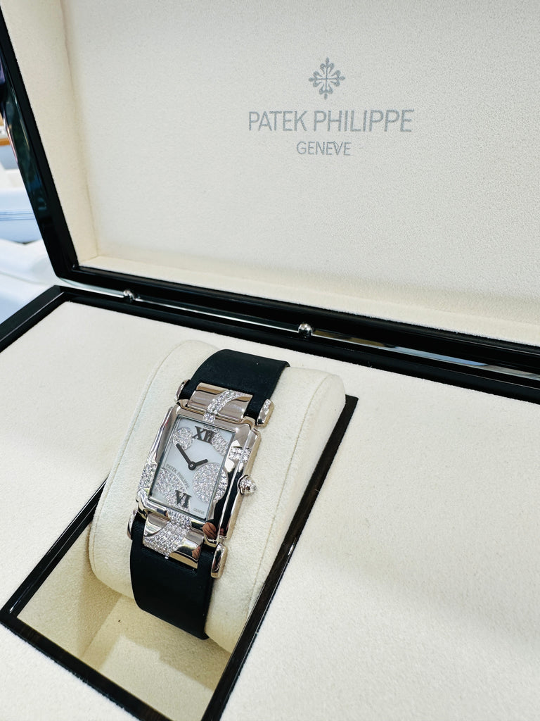 Patek Philippe Twenty 4 4914g Factory Diamonds MOP Dial 18k White Gold Watch - Diamonds East Intl.
