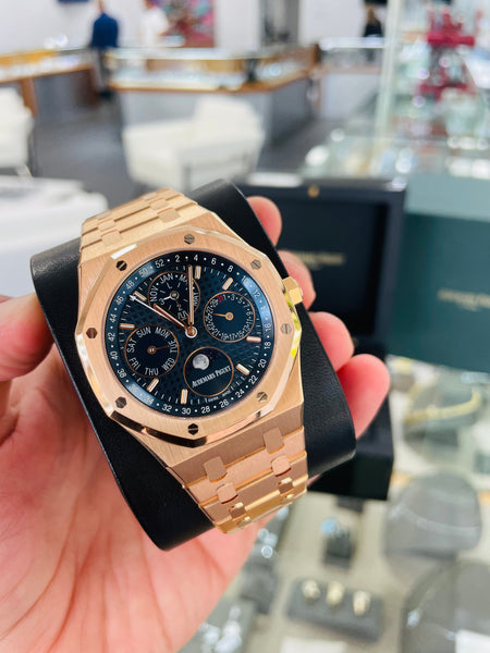 Audemars Piguet Royal Oak Perpetual Calendar Rose Gold Blue Dial