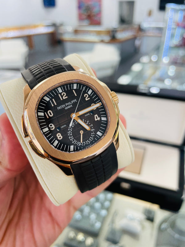 Patek Philippe Aquanaut 5164R Travel Time Brown Dial 18K Rose Gold