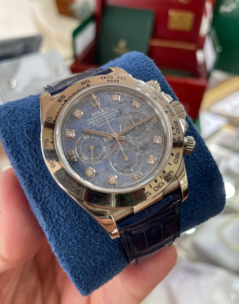 Rolex Zenith Daytona 16519 18K White gold Factory Diamond Sodalite