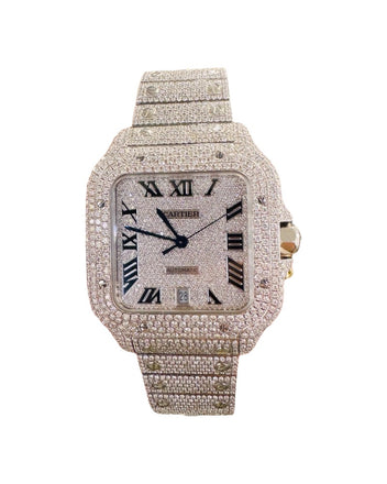 Cartier Santos WSSA0009 Custom Bust Down / Iced Out Watch Box and Papers - Diamonds East Intl.