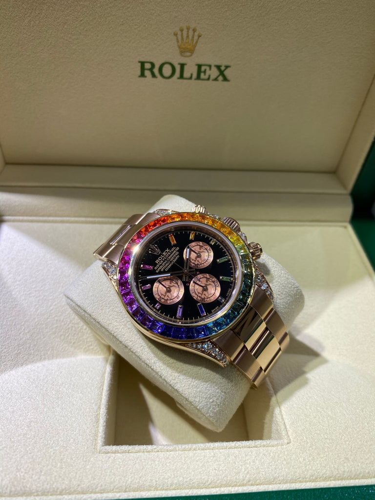 Rolex Daytona 116505 Custom Rainbow Diamonds and Sapphires BOX/PAPERS - Diamonds East Intl.