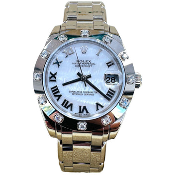 Rolex Masterpiece 81319 18K White Gold 34mm MOP Dial 12 Diamond Bezel UNWORN - Diamonds East Intl.