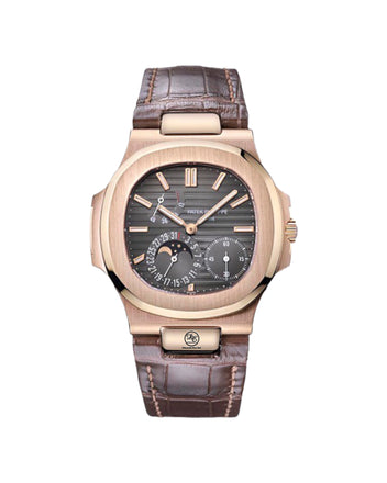 PATEK PHILIPPE Nautilus 5712R 18k Rose Gold Moon Phase Leather Band Watch BOX/PAPERS - Diamonds East Intl.