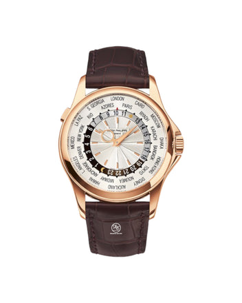 Patek Philippe World Time 5130R 18K Rose Gold  Mechanical Silver Dial BOX/PAPERS - Diamonds East Intl.