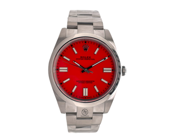 Rolex Oyster Perpetual 41mm Custom Red Dial 124300 Unworn Box And Papers - Diamonds East Intl.