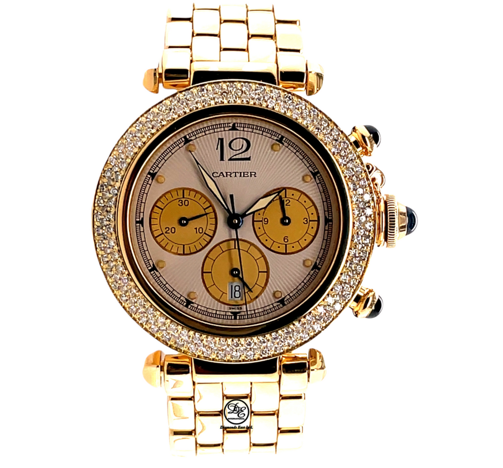 Cartier Pasha Chronograph 30009 Full 18k Yellow Gold Custom