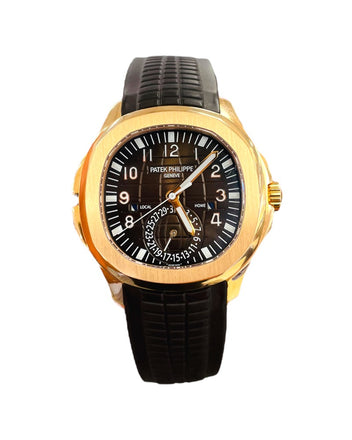 Patek Philippe Aquanaut 5164R Travel Time Brown Dial 18K Rose Gold Box & Papers PreOwned - Diamonds East Intl.