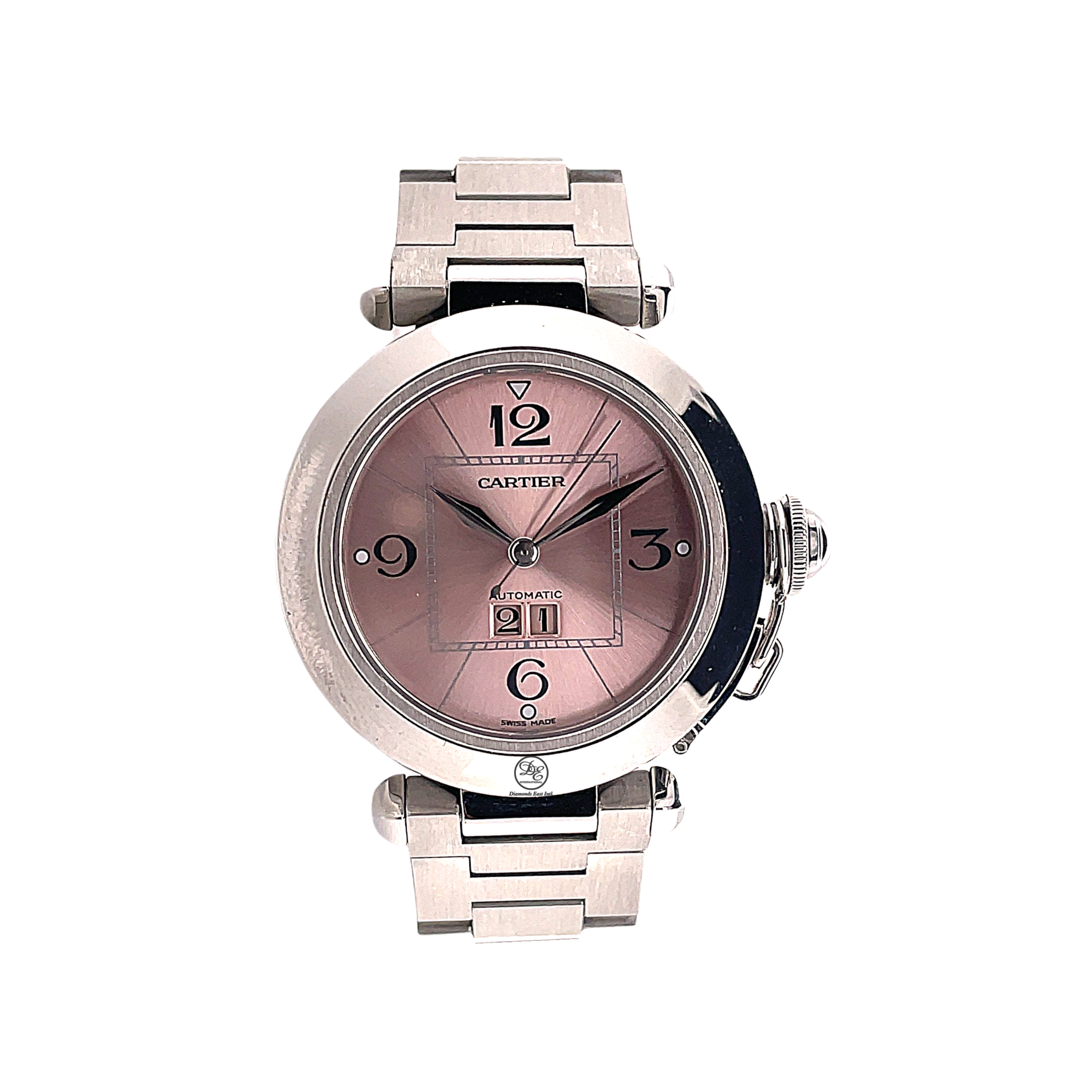 Pre Owned Cartier Pasha C Big Date Pink Dial Diamonds East Intl