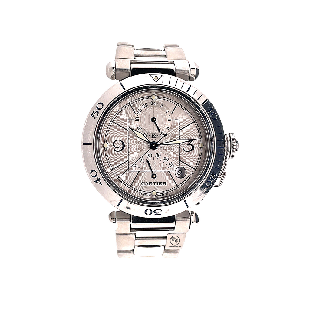 Pre-Owned Cartier Power Reserve Pasha Gmt Diamonds East