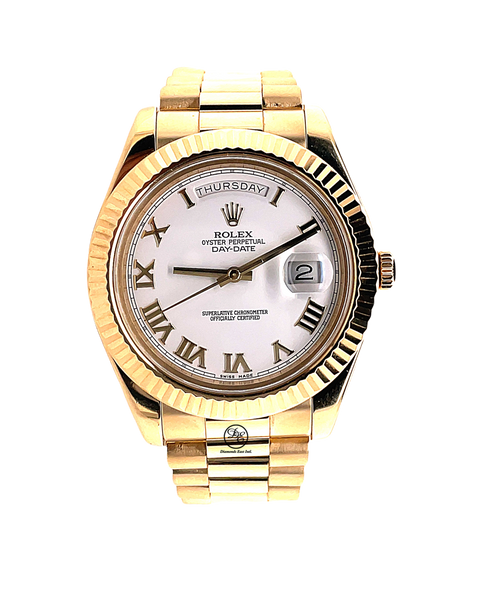 Rolex Day-Date II 41mm President 218238 18K Yellow Gold White