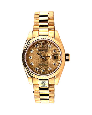 Rolex Datejust President 18k YG jubilee Diamond Dial Ladies 26mm 179178 - Diamonds East Intl.