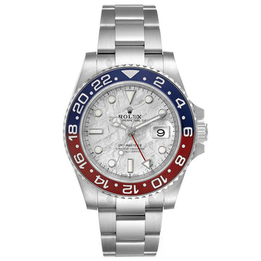 Rolex 126719BLRO GMT-Master II “Meteorite Dial” Pepsi Bezel 18k White Gold Box and Papers - Diamonds East Intl.