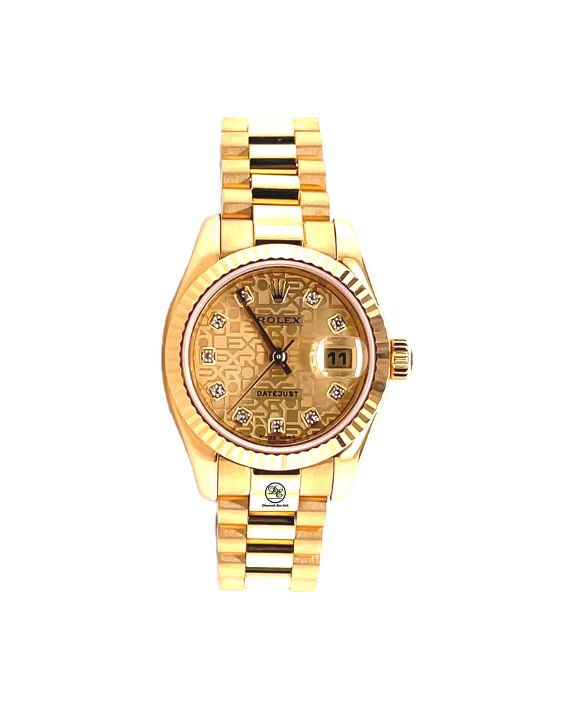 Rolex Lady-Datejust 179178 Yellow Gold Factory Diamond Dial PreOwned - Diamonds East Intl.