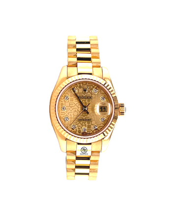 Rolex Lady-Datejust 179178 Yellow Gold Factory Diamond Dial PreOwned - Diamonds East Intl.