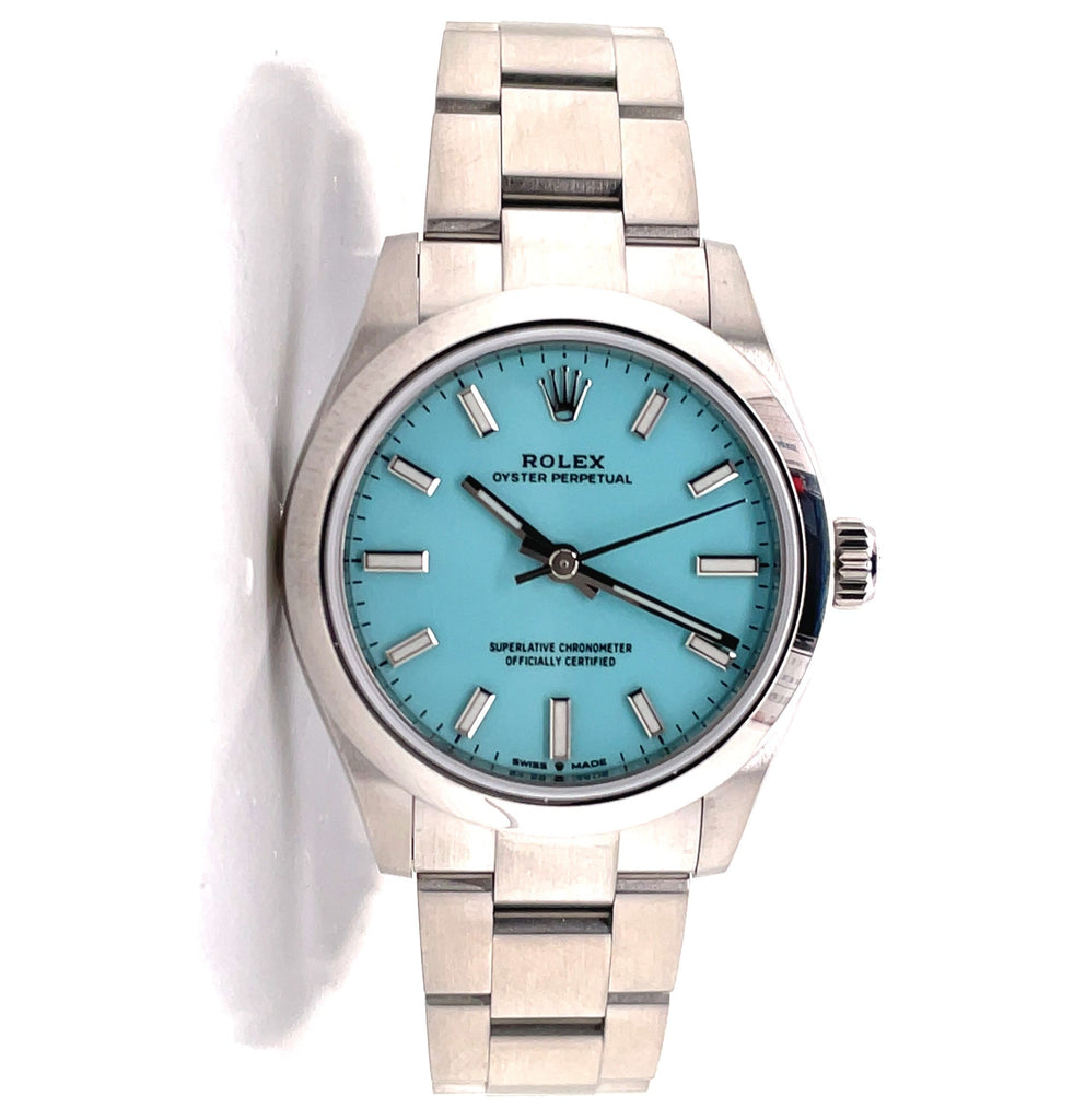 Rolex Oyster Perpetual 31 277200 Factory Turquoise Blue Dial Box and Papers Unworn - Diamonds East Intl.