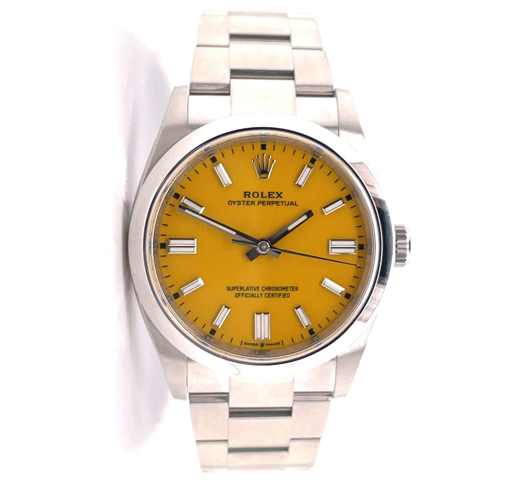 Rolex Oyster Perpetual 36 126000 Factory Yellow Dial Box and Papers Unworn - Diamonds East Intl.