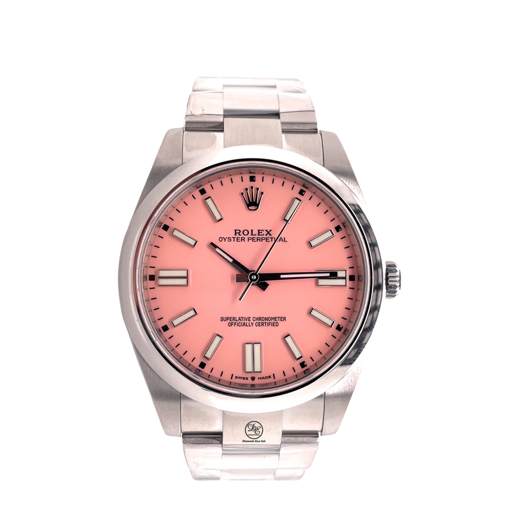 Rolex Oyster Perpetual 41mm Custom Pink Dial 124300 Unworn Box And Papers - Diamonds East Intl.