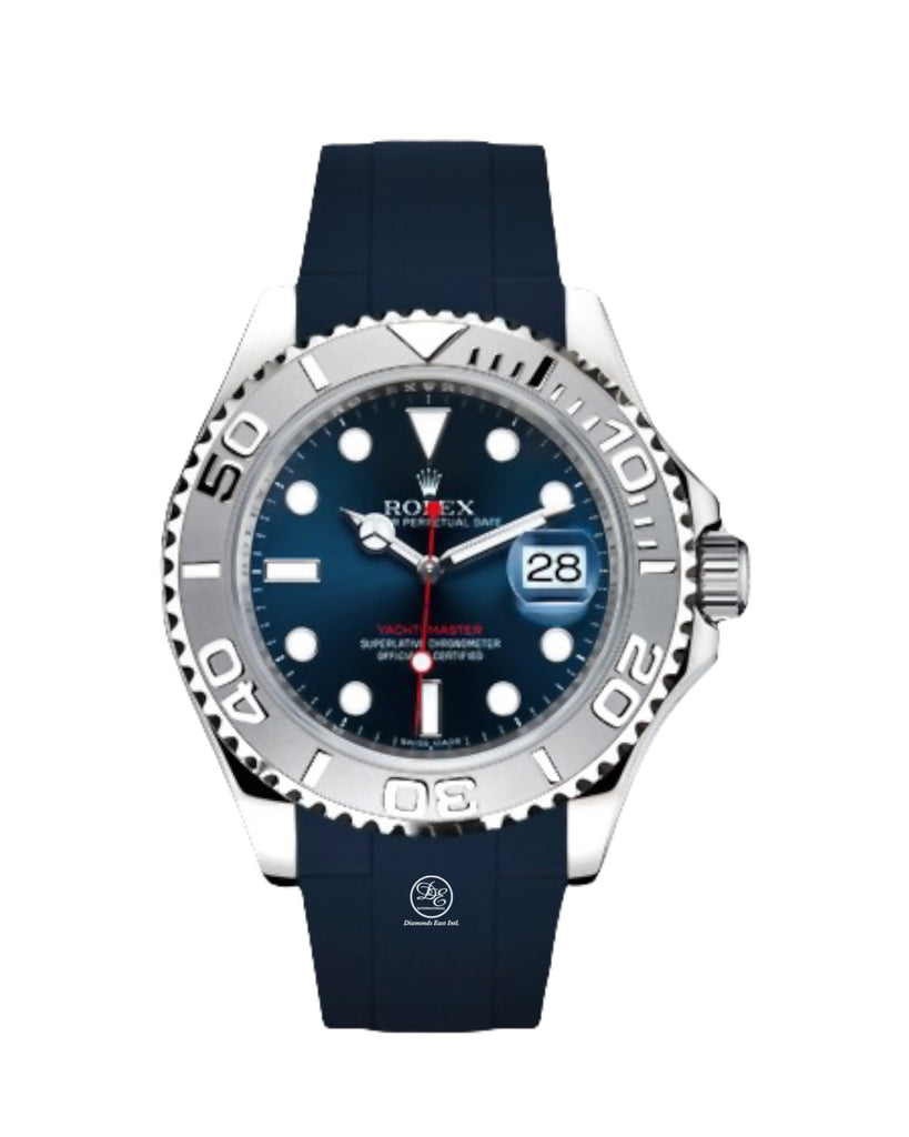 Rolex Yacht-Master 40 116622 Blue Dial Platinum Bezel with Blue Rubber-B And Original Oyster Band - Diamonds East Intl.