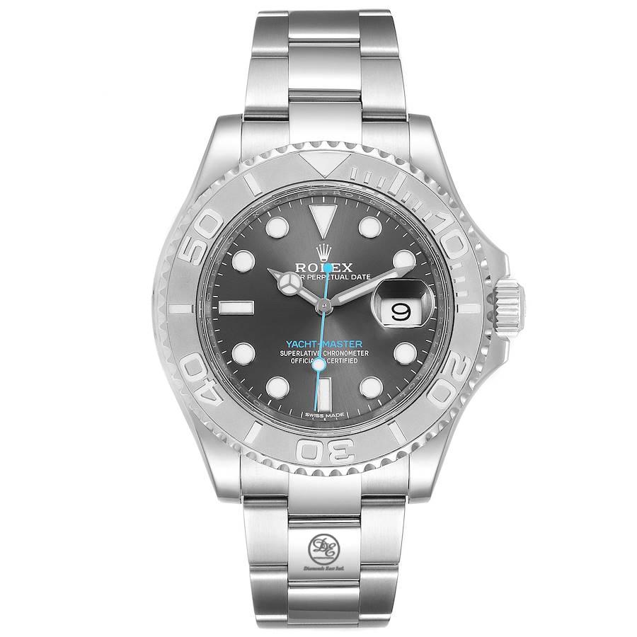 Rolex Yachtmaster Steel Platinum Dial Platinum Bezel Mens Watch