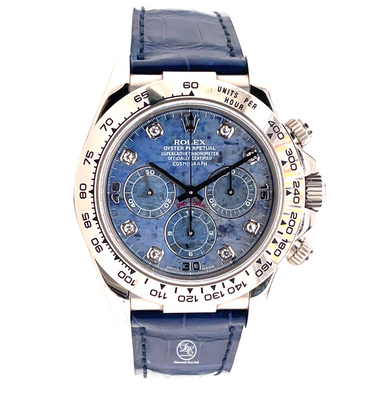 Rolex Zenith Daytona 16519 White gold Factory Diamond Sodalite Dial PreOwned