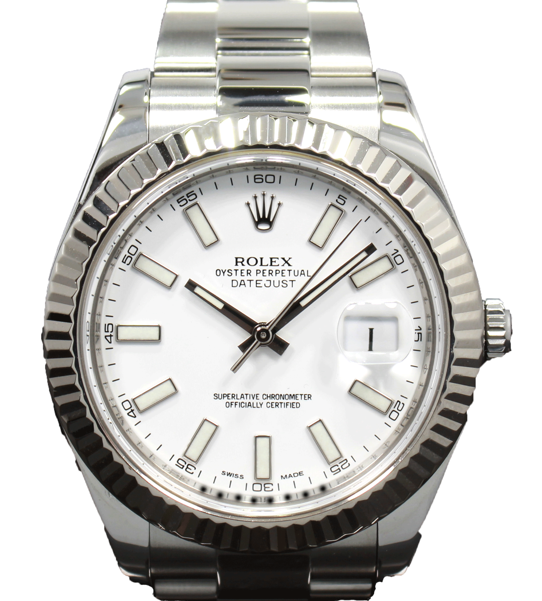 Rolex Datejust II 116334 41mm White Dial 18K White Gold Fluted