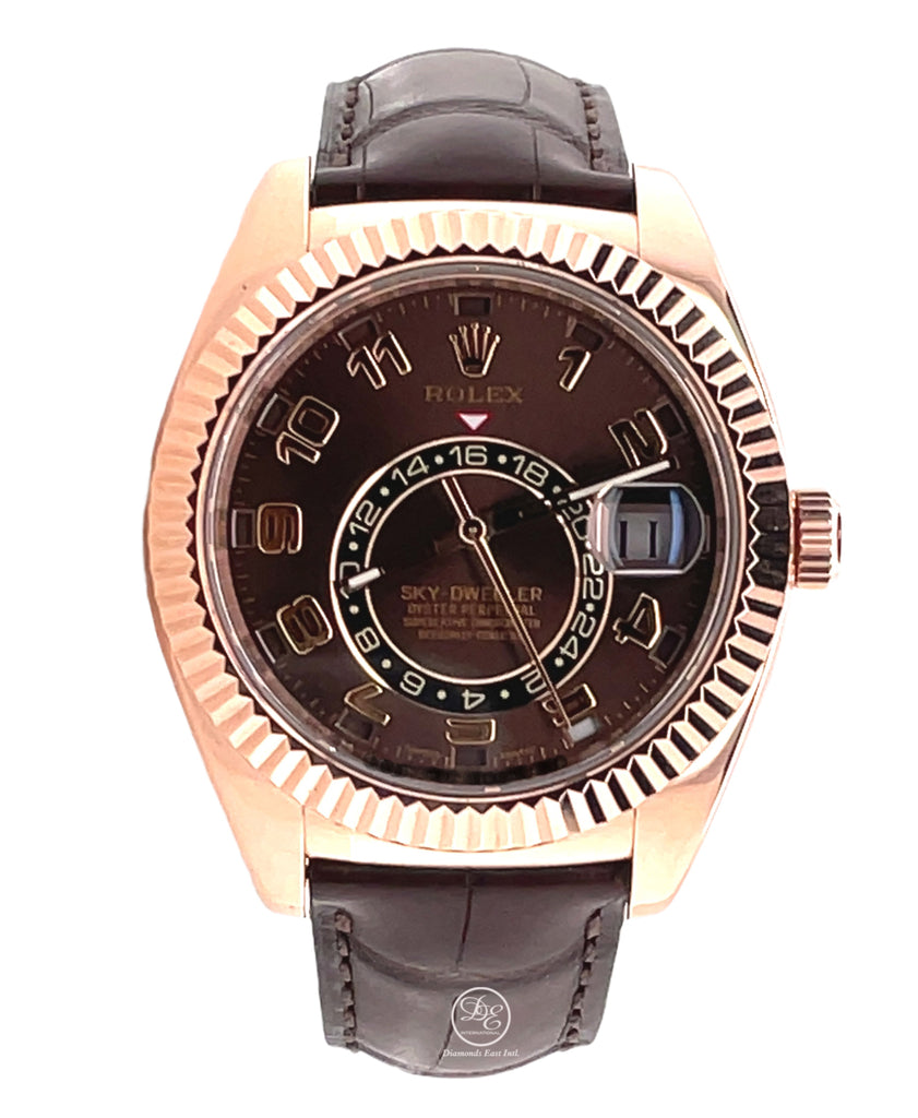 Rolex Sky-Dweller 326135 Rose Gold Chocolate Dial MINT 
